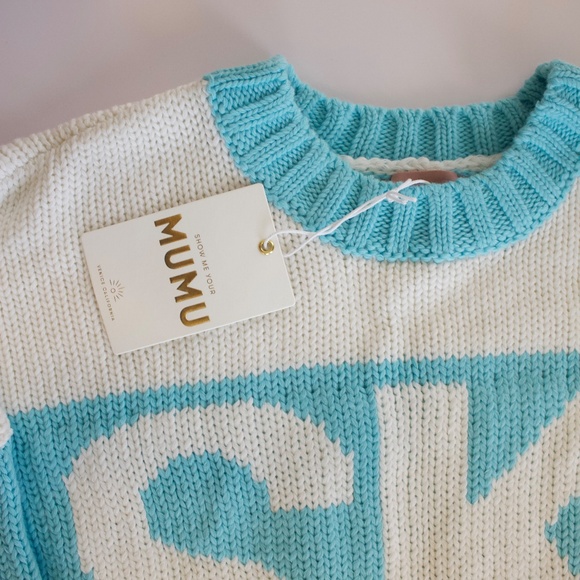 Show Me Your Mumu Ski in Sweater Blue/White Ski Sweater NWT - Picture 3 of 12
